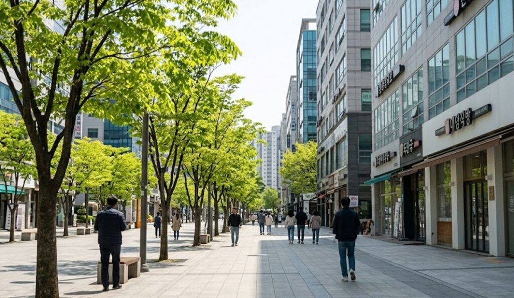 5월의 맑은 대전 둔산동 거리 풍경