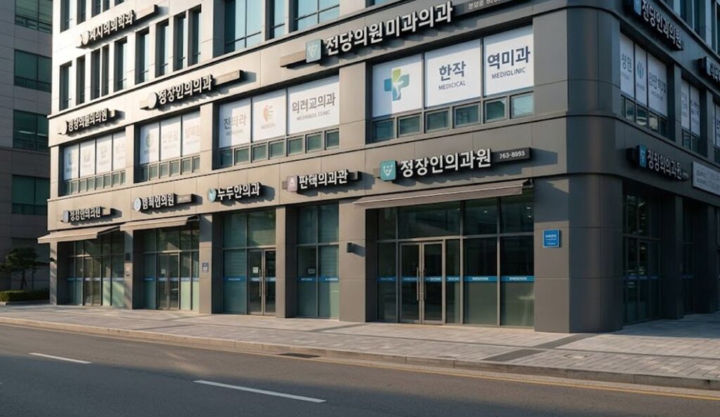 분당 정자동 일요일 소아과가 위치한 정자동 카페거리 인근 상가 건물